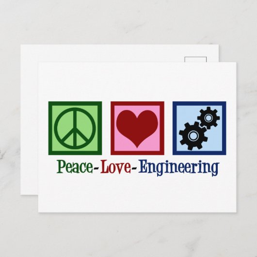 Peace Love Engineering Cute Engineer Briefkaart (Voorkant / Achterkant)