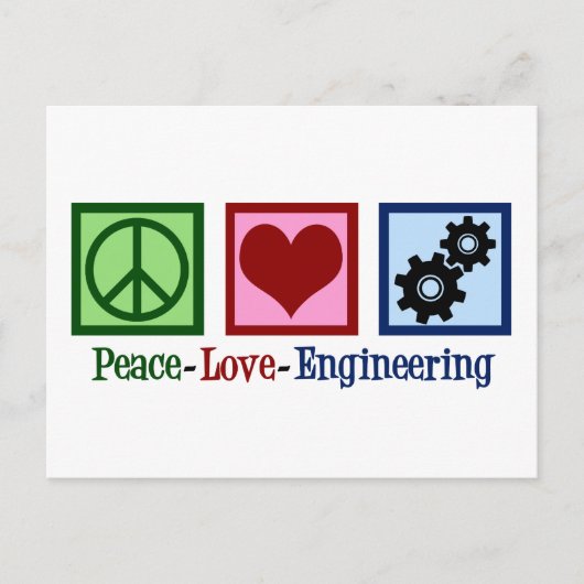 Peace Love Engineering Cute Engineer Briefkaart (Voorkant)