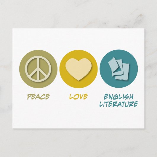 Peace Love English literature Briefkaart (Voorkant)
