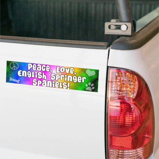 Peace Love English Springer Spaniel Bumpersticker (Op Truck)