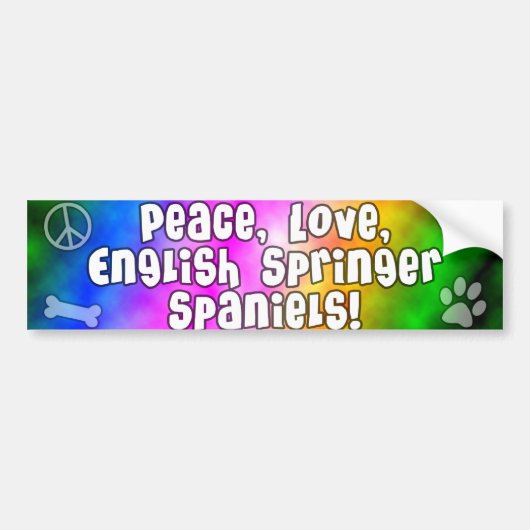 Peace Love English Springer Spaniel Bumpersticker (Voorkant)