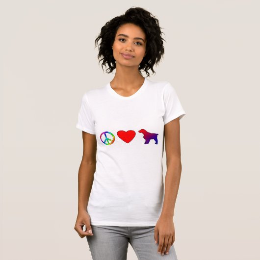 Peace Love English Springer Spaniels T-shirt (Voorkant volledig)