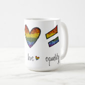Peace Love Equality Pride Floral Coffee Mok (Voorkant rechts)
