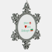 Peace Love Ethiopia Heart Ethiopian Flag Tin Sneeuwvlok Ornament (Links)
