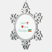 Peace Love Ethiopia Heart Ethiopian Flag Tin Sneeuwvlok Ornament (Rechts)