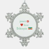 Peace Love Ethiopia Heart Ethiopian Flag Tin Sneeuwvlok Ornament (Voorkant)