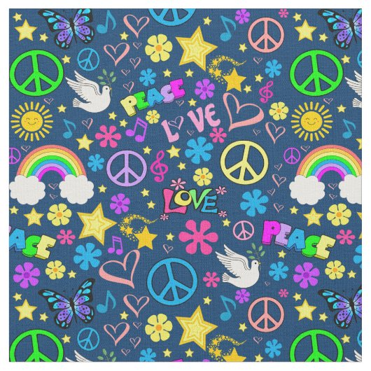 Peace & Love Fabric Stof (Close Up)