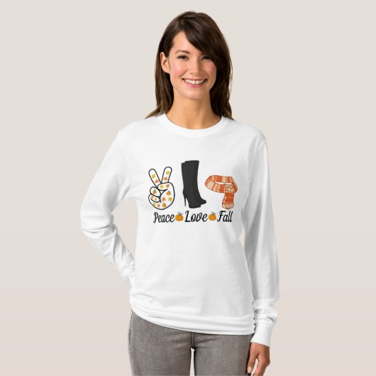 Peace Love Fall Long-Sleeve T-Shirt (Voorkant volledig)