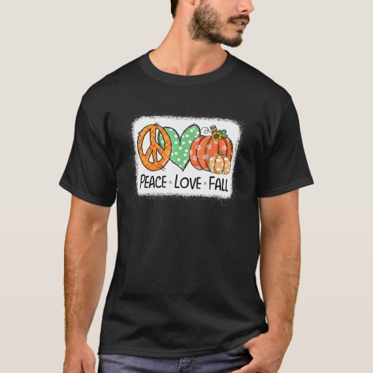Peace & Love & Fall Pumpkin Autum Happy Fall Thank T-shirt (Voorkant)