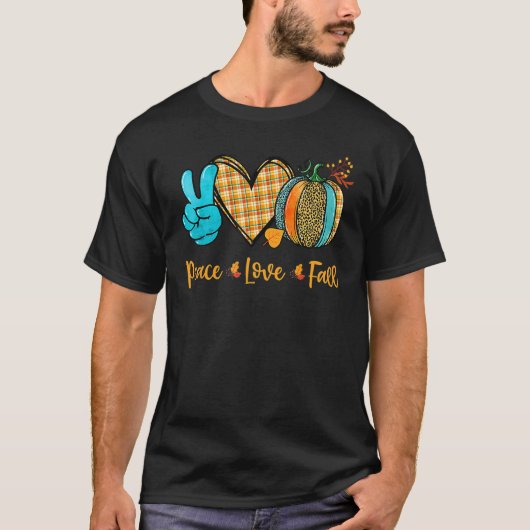 Peace & Love & Fall Pumpkin Autum Happy Fall Thank T-shirt (Voorkant)