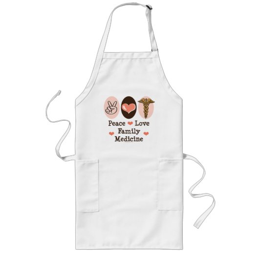 Peace Love Family Medicine Apron Lang Schort (Voorkant)