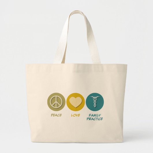 Peace Love Family Practice Grote Tote Bag (Voorkant)