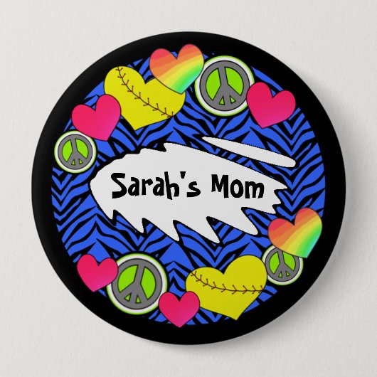 Peace Love Fastpitch Flair-Buttonnen Ronde Button 4,0 Cm (Voorkant)