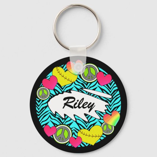 Peace Love Fastpitch Sleutelhanger (Voorkant)