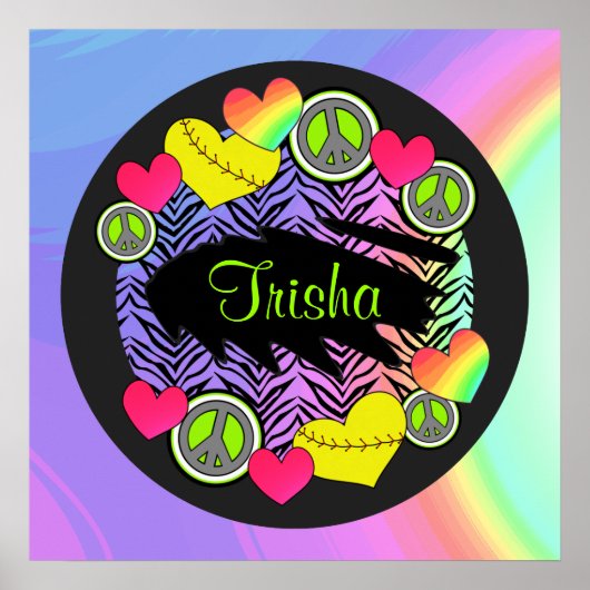 Peace Love Fastpitch Softball Poster (Voorkant)