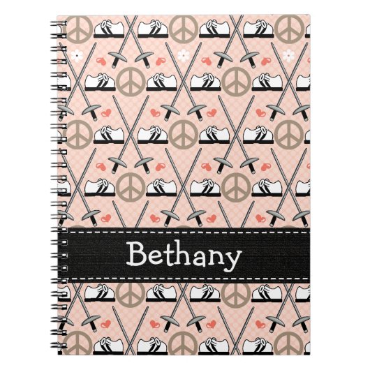Peace Love Fence Fencing Spiral notebook Journal Notitieboek (Voorkant)