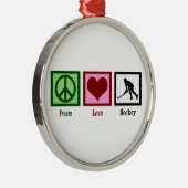 Peace Love Field Hockey Metalen Ornament (Rechts)