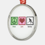 Peace Love Field Hockey Metalen Ornament (Links)