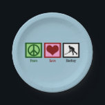 Peace Love Field Hockey Papieren Bordje<br><div class="desc">Een vredesteken,  hart en het zwarte silhouet van een hockeyspeler. Ik hou van sportgeschenken voor Kerstmis.</div>