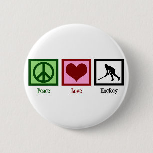 Peace Love Field Hockey Ronde Button 5,7 Cm