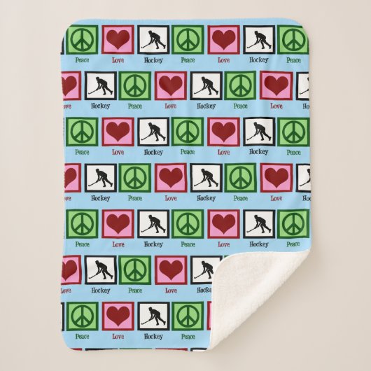 Peace Love Field Hockey Sherpa Deken (Voorkant)
