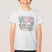 Peace Love Fifth Grade Girls Back to School Tri-Blend Shirt (Voorkant)