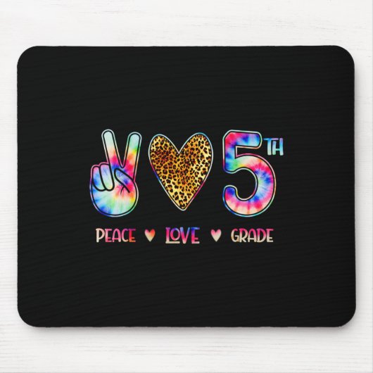 Peace Love Fifth Grade Squad Back To School Gift Muismat (Voorkant)
