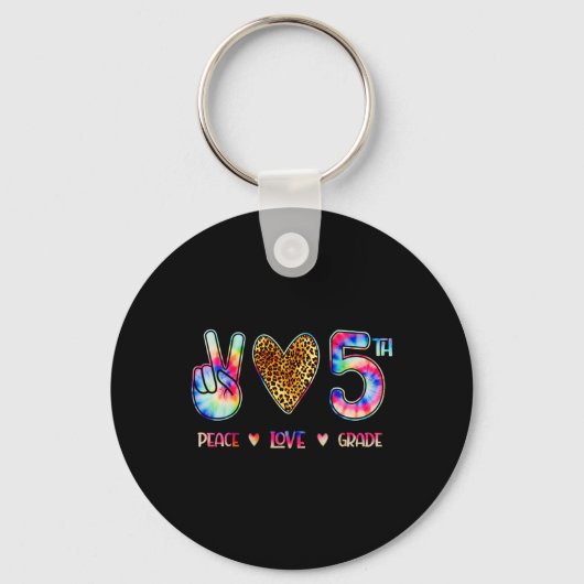 Peace Love Fifth Grade Squad Back To School Gift Sleutelhanger (Voorkant)