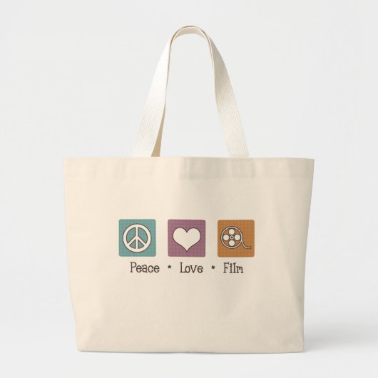Peace Love Film Grote Tote Bag (Voorkant)