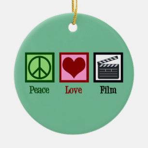 Peace Love Film Keramisch Ornament