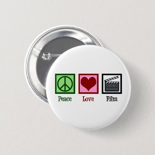 Peace Love Film Ronde Button 5,7 Cm (Voorkant /achterkant)
