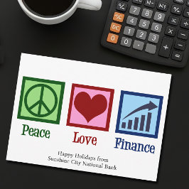 Peace Love Finance  Bank Kerst Feestdagenkaart