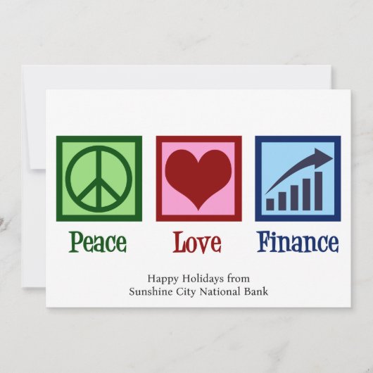 Peace Love Finance Bank Kerst Feestdagenkaart (Voorkant)