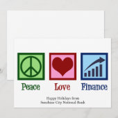Peace Love Finance  Bank Kerst Feestdagenkaart (Voorkant / Achterkant)