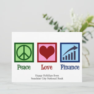 Peace Love Finance  Bank Kerst Feestdagenkaart