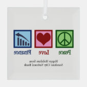Peace Love Finance  Bank Kerst Glas Ornament (Achterkant)