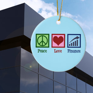 Peace Love Finance Keramisch Ornament