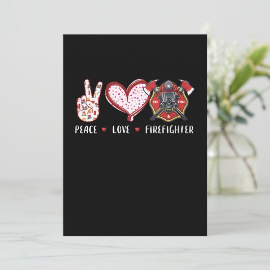 Peace Love Firefighter Lovers | Brandweergeschenke Feestdagenkaart (Staand voorkant)