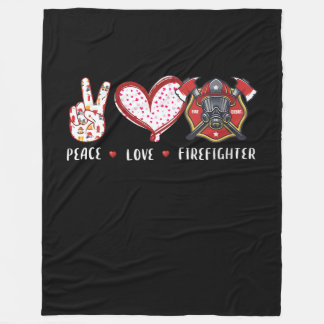 Peace Love Firefighter Lovers | Brandweergeschenke Fleece Deken