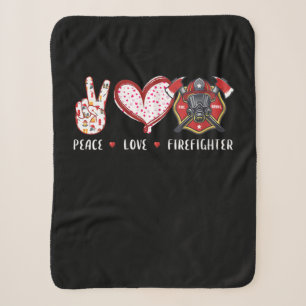 Peace Love Firefighter Lovers Brandweergeschenke Sherpa Deken