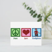 Peace Love Firefighters Briefkaart (Staand voorkant)