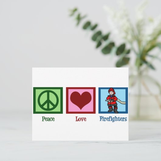 Peace Love Firefighters Briefkaart (Staand voorkant)