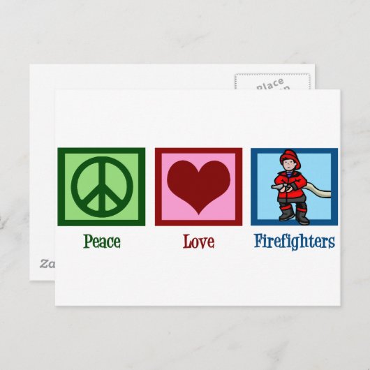 Peace Love Firefighters Briefkaart (Voorkant / Achterkant)