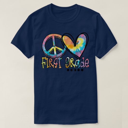 Peace Love First Grad Back to School Tshirt Stropd (Design voorkant)
