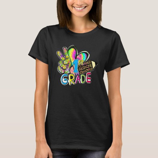 Peace Love First Grade Grade Teacher Team 1st Grad T-shirt (Voorkant)