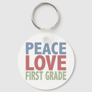 Peace Love First Grade Sleutelhanger