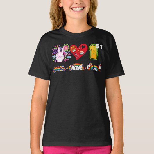 Peace Love First Grade Squad Back to School T-shirt (Voorkant)