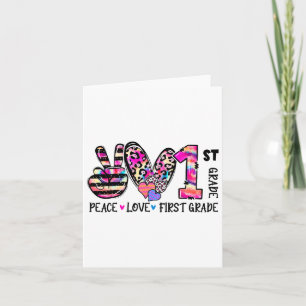 Peace Love First Grade Teacher Girls Team 1st Afst Kaart