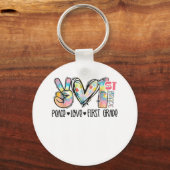 Peace Love First Grade Tie Dye Student Teacher _1 Sleutelhanger (Voorkant)