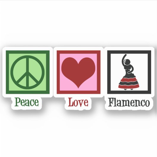 Peace Love Flamenco Dancing Sticker (Voorkant)